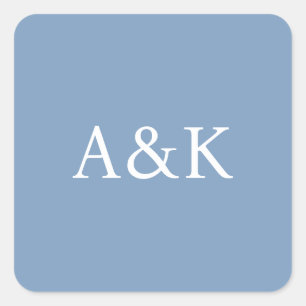 Custom Initials on Dusty Slate Blue Wedding Square Sticker