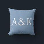 Custom Initials on Dusty Slate Blue Wedding Throw Pillow<br><div class="desc">This custom throw pillow features a clean,  modern,  and elegant design. Sample initials are printed in the center in a sophisticated white font. The background is a dusty slate blue color. You can personalize the pillow to include your own custom initials or other text of your choice.</div>