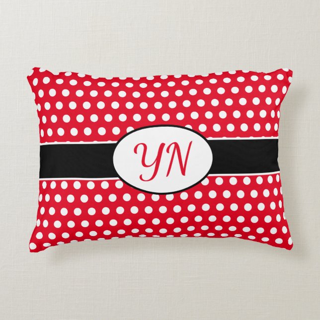 Custom initials Polka Dot Accent Pillow (Front)