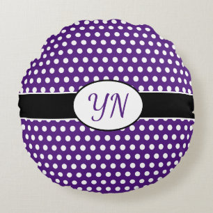 Custom initials Polka Dot  Round Pillow