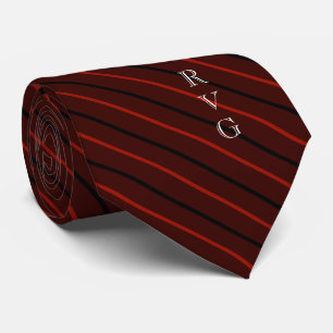 Custom Initials Veterinary Symbol Maroon Striped Tie