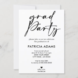 Custom Insert   Elegant minimalist grad Party  Invitation