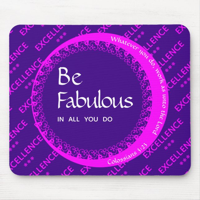 Custom Inspirational Motivational FABULOUS Purple Mouse Pad (Front)