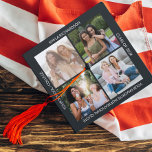 Custom Inspirational Quote and 4 Photo Collage Graduation Cap Topper<br><div class="desc">Create your own unique graduation cap topper with your name, class year, college/uni name, an inspirational quote and 4 of your favourite photos. The photo template is set up for you to add 4 of your favourite pictures of you, your besties and reminders of fun times during your study years....</div>