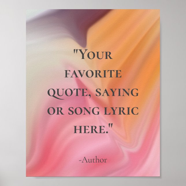 Custom Inspirational Quote Marble Wave Watercolor  Poster (Front)