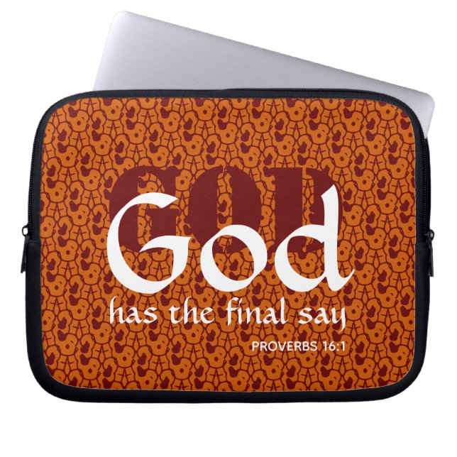 Custom Inspirational Scripture GOD Faith Orange Laptop Sleeve (Front)