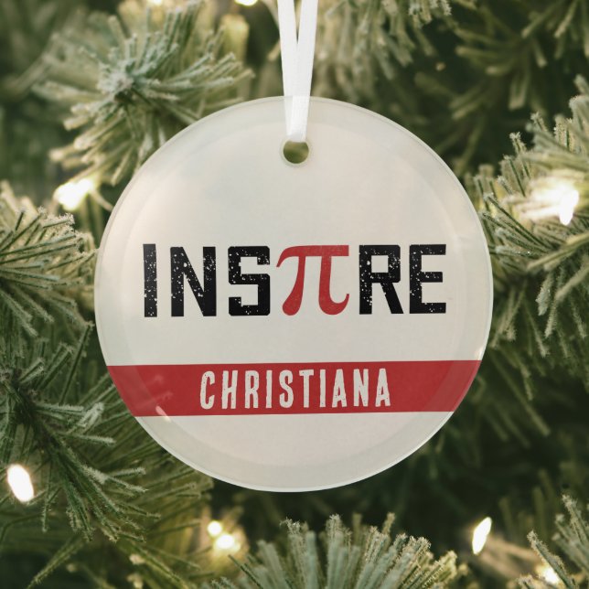 Custom InsPire Pi day | Happy Pi day Math Gifts Glass Ornament (Insitu)