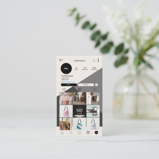 Custom Instagram Business Cards QRCode Template  (Standing Front)