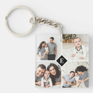 Custom Instagram Photo Collage Family Monogram Keychain