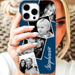 Custom Instagram Photo Collage Personalized Name iPhone 11 Case<br><div class="desc">Custom Instagram Photo Collage Navy Blue Personalized iPhone 11 Case. This trendy modern design features a place for 4 square instagram style photos. Add your name or text to further personalize this custom DIY design and choose your own background colour.</div>