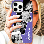Custom Instagram Photo Collage Personalized Name iPhone 11 Case<br><div class="desc">Custom Instagram Photo Collage Purple Personalized iPhone 11 Case. This trendy modern design features a place for 4 square instagram style photos. Add your name or text to further personalize this custom DIY design and choose your own background colour.</div>