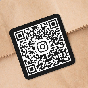 Custom Instagram QR Code Black Square Sticker