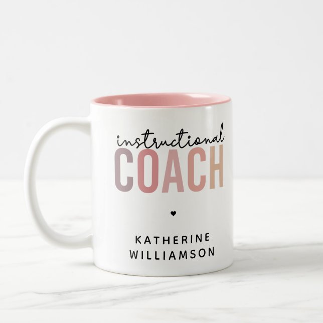 Custom Instructional Coach Educational Coach Gift Two-Tone Coffee Mug (Left)