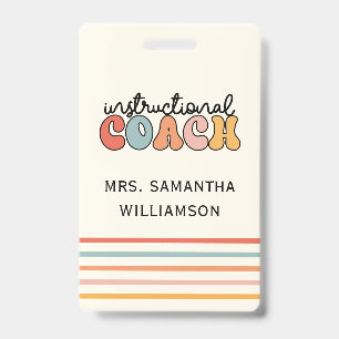 Custom Instructional Coach Educational Coach Retro Badge