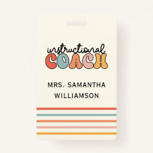 Custom Instructional Coach Educational Coach Retro Badge