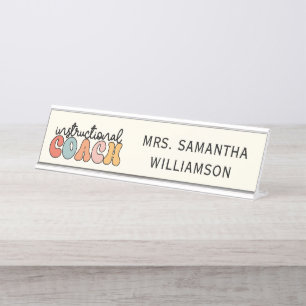 Custom Instructional Coach Educational Coach Retro Desk Name Plate