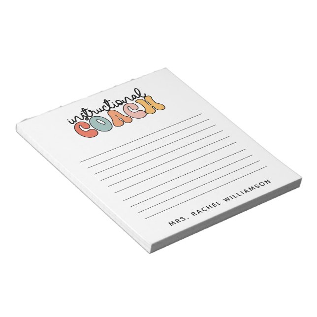 Custom Instructional Coach Educational Coach Retro Notepad (Angled)
