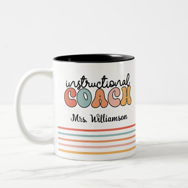Custom Instructional Coach Educational Coach Retro Two-Tone Coffee Mug (Left)