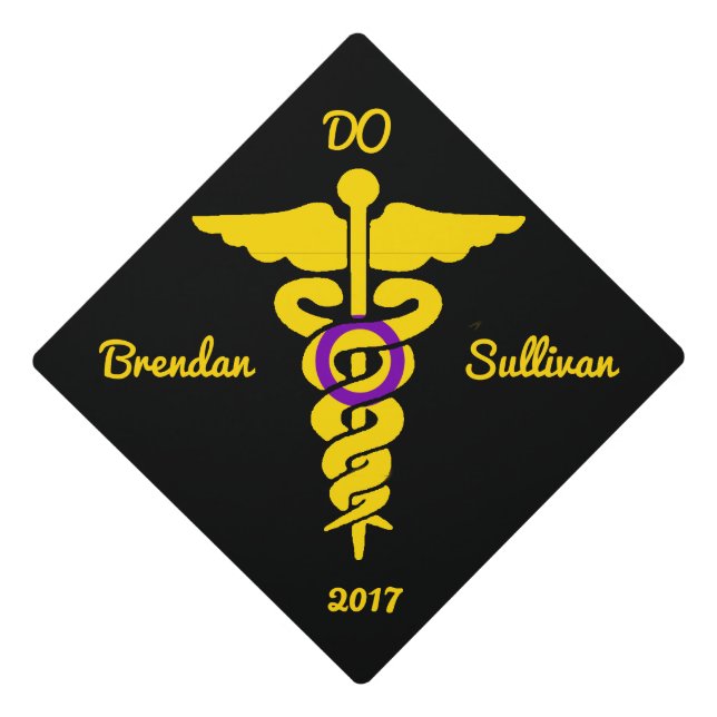 Custom Intersex Pride Medical Symbol Caduceus Graduation Cap Topper (Front)