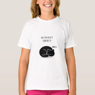 Custom Introvert Energy Minimalist Cat T-Shirt