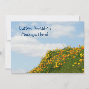 Custom Invitaion Cards Blue Sky Poppy Flowers