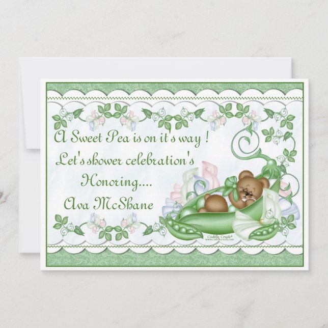 Custom Invitation Sweet Pea in a Pod (Front)