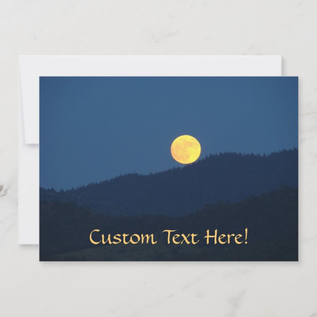 Custom Invitations Orange Full Moon Blue Twilight (Front)