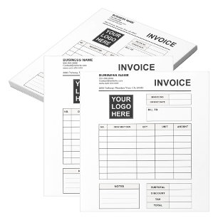 Custom Invoice Order Forms & Business Logo Notepad