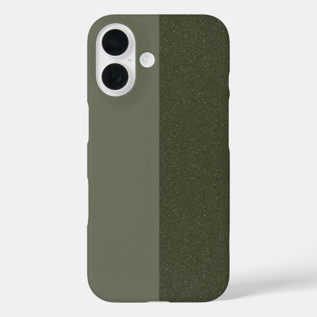 Custom iPhone 16 Case – Matte & Glitter Moss Split (Back)