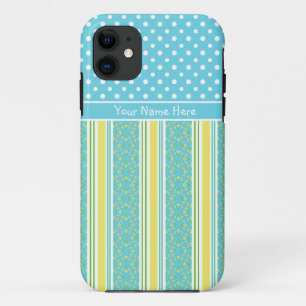 Custom iPhone 5/5s Case: Daffodils Stripes, Polkas iPhone 11 Case