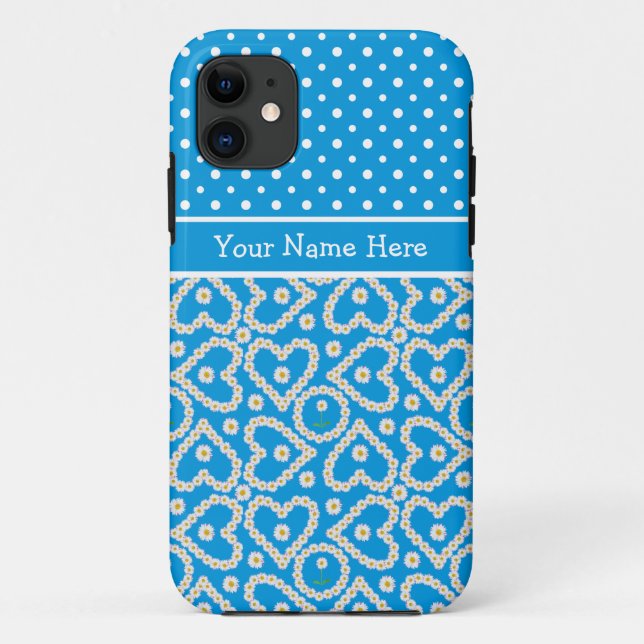 Custom iPhone 5/5s Case: Polkas, Daisies, Blue Case-Mate iPhone Case (Back)