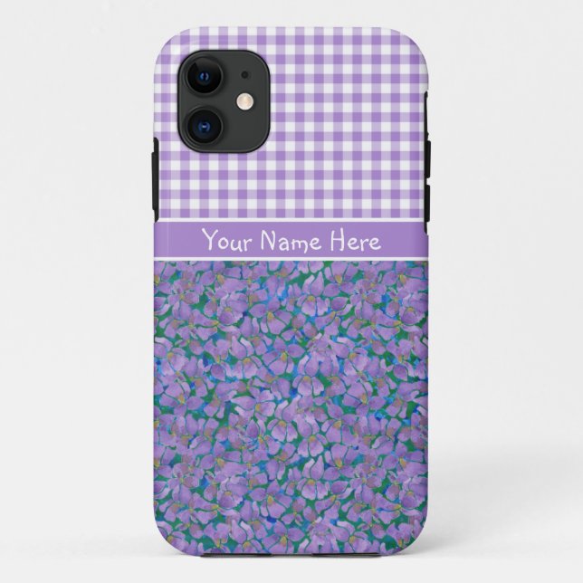 Custom iPhone 5/5s Case, Violets and Check Gingham Case-Mate iPhone Case (Back)
