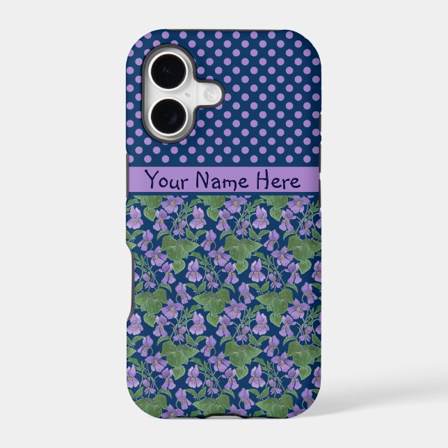 Custom iPhone 5/5s Case, Violets and Polka Dots (Back)