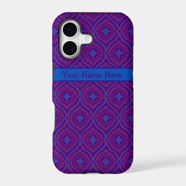 Custom iPhone 5 Case-Mate Purple, Blue Pattern (Back)