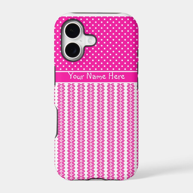 Custom iPhone 5s Case: Candy Pink and White (Back)