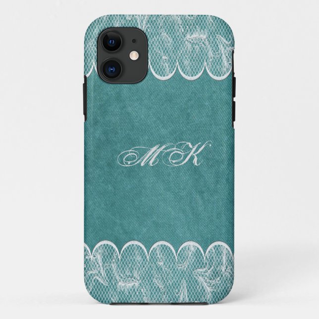 Custom iPhone 6/6s Case Lace in Teal and White (Back)