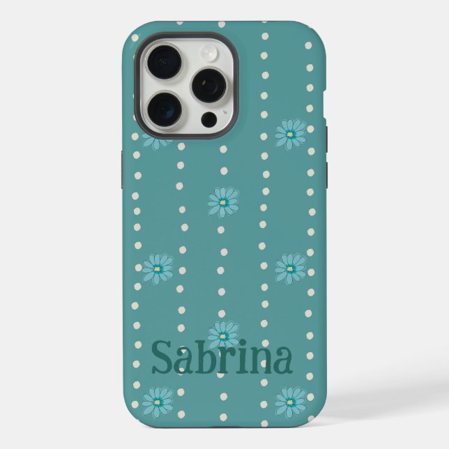 Custom iPhone Protective Case Green Floral & Dot  (Back)