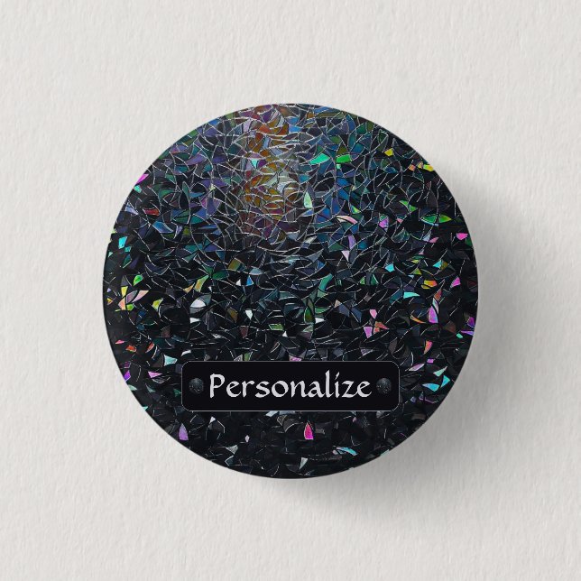 Custom Iridescent Abstract Stained Glass Pattern 1 Inch Round Button (Front)