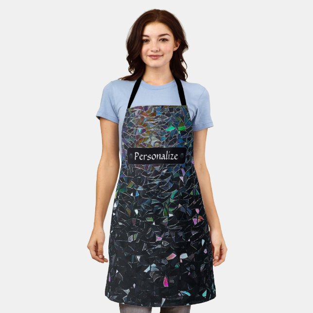 Custom Iridescent Abstract Stained Glass Pattern Apron (Worn)