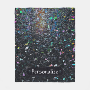 Custom Iridescent Abstract Stained Glass Pattern Fleece Blanket