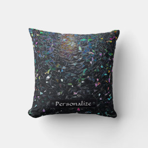 Custom Iridescent Abstract Stained Glass Pattern Throw Pillow