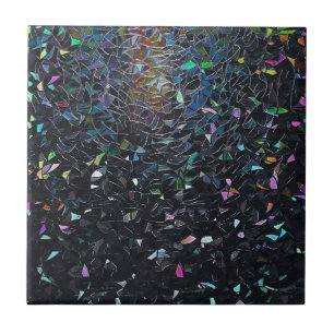 Custom Iridescent Abstract Stained Glass Pattern Tile