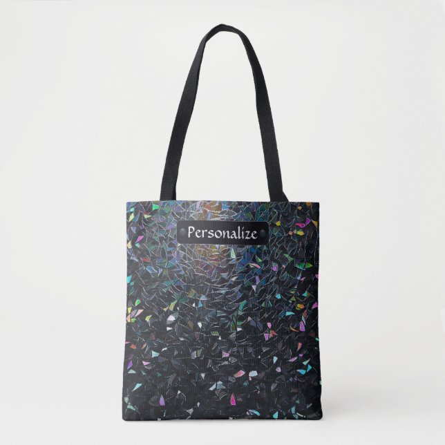 Custom Iridescent Abstract Stained Glass Pattern Tote Bag (Front)