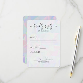 Custom Iridescent Geometric Wedding RSVP Card