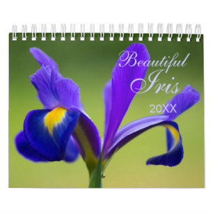 Custom Iris Floral Calendar Editable Year