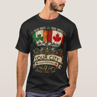 Custom Irish Canadian Flag City Province Heritage T-Shirt
