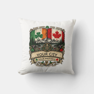 Custom Irish Canadian Flag City Province Heritage Throw Pillow