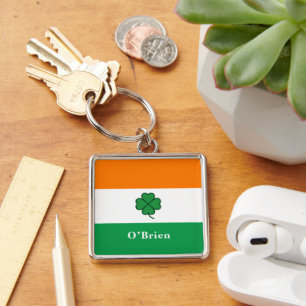 Custom Irish Flag Bottle Opener with Last Name Keychain