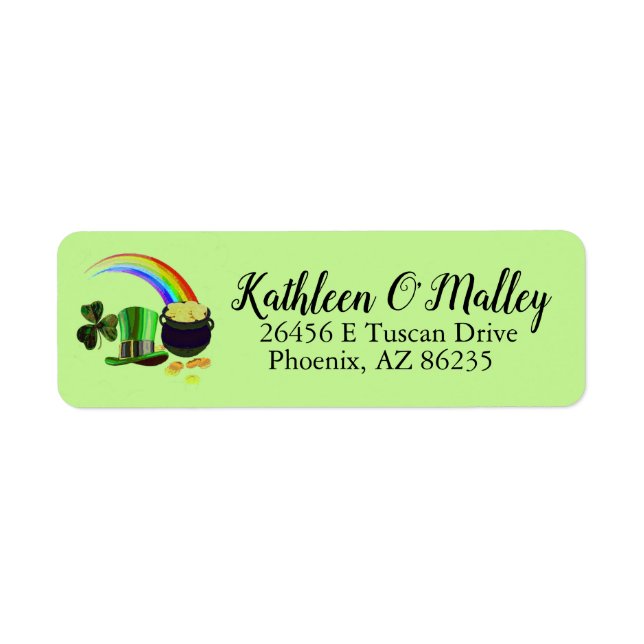 Custom irish green gold rainbow Address Labels (Front)