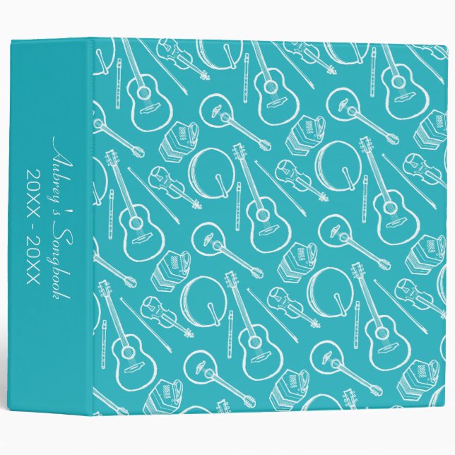Custom Irish Music Instrument Pattern Binder (Front/Spine)
